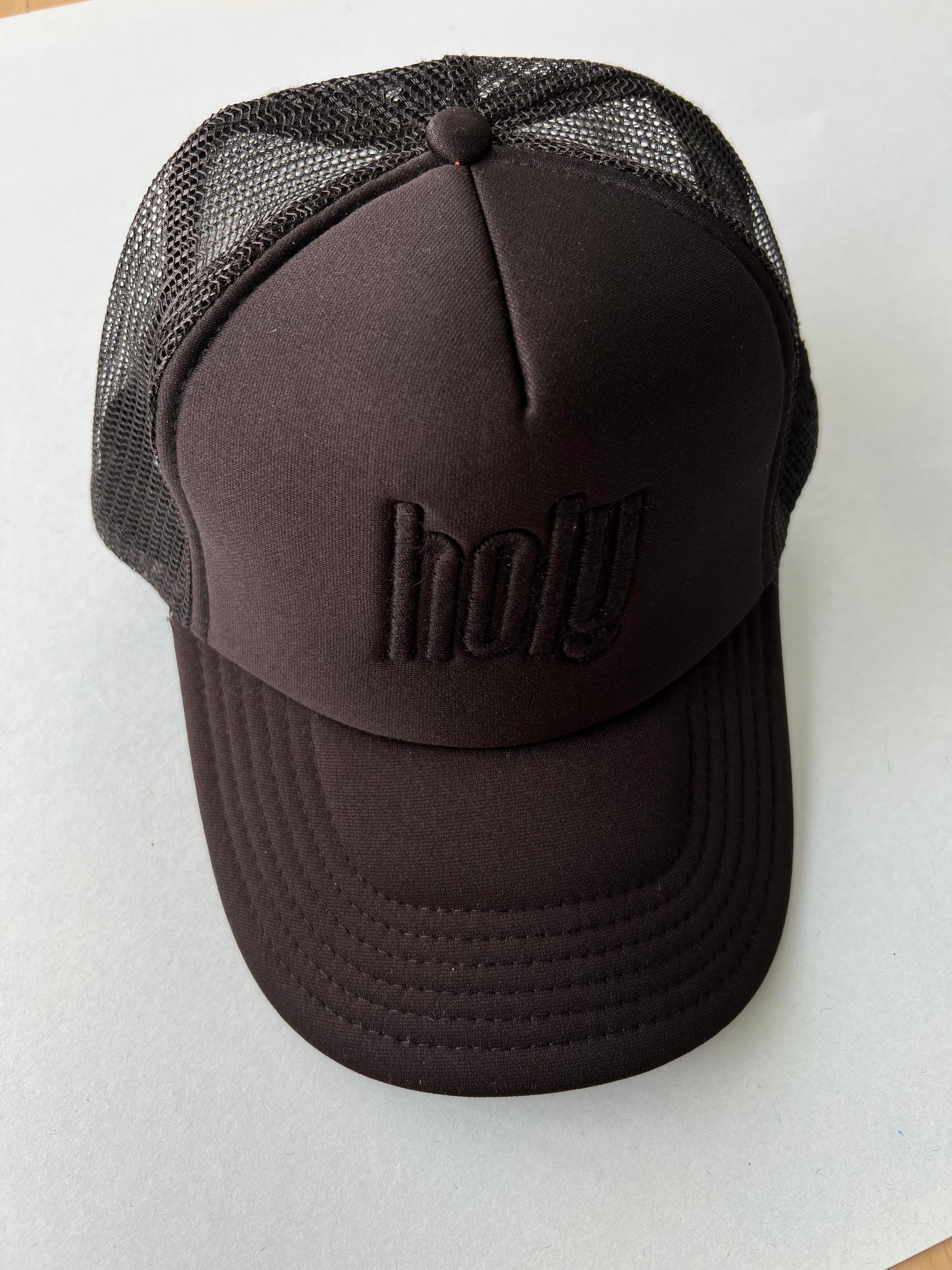 Trucker Hat Black on Black Holy Embroidery Unisex 1