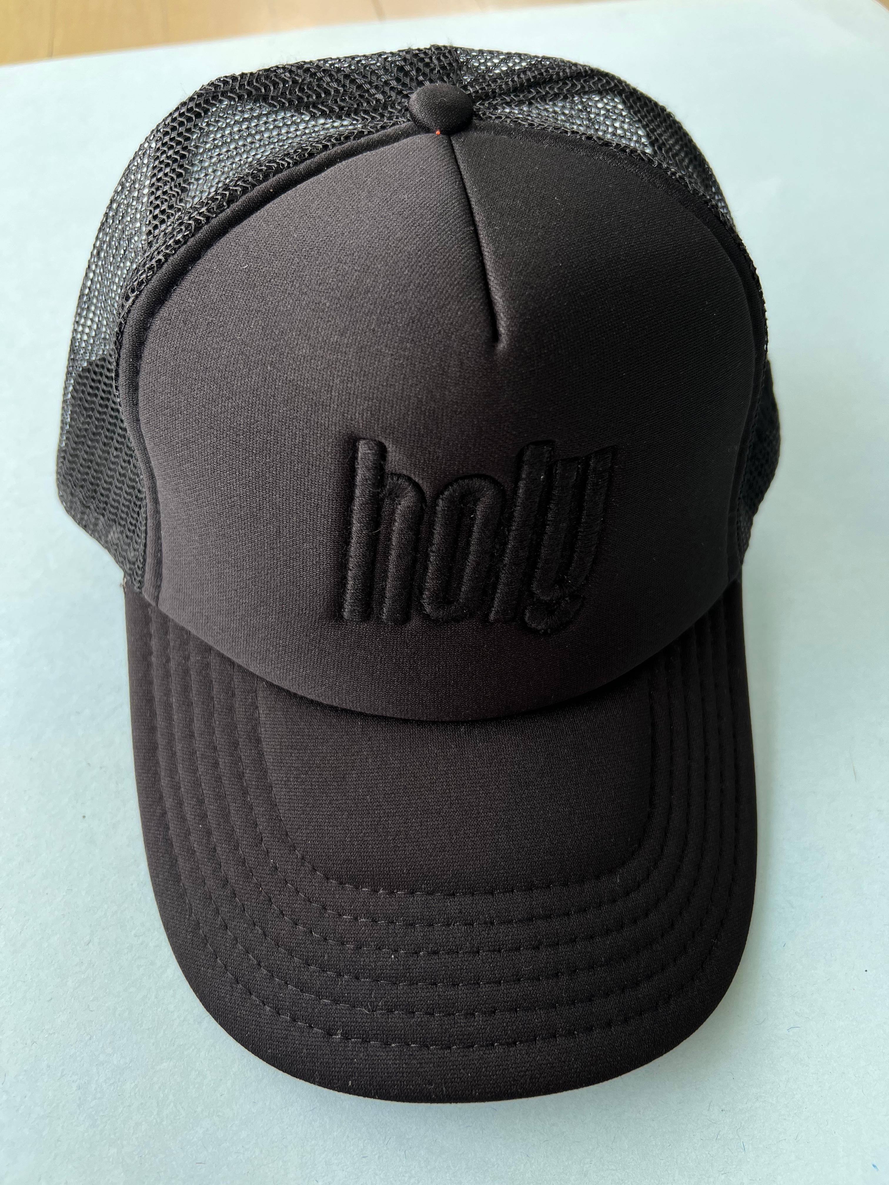 Trucker Hat Black on Black Holy Embroidery Unisex 2