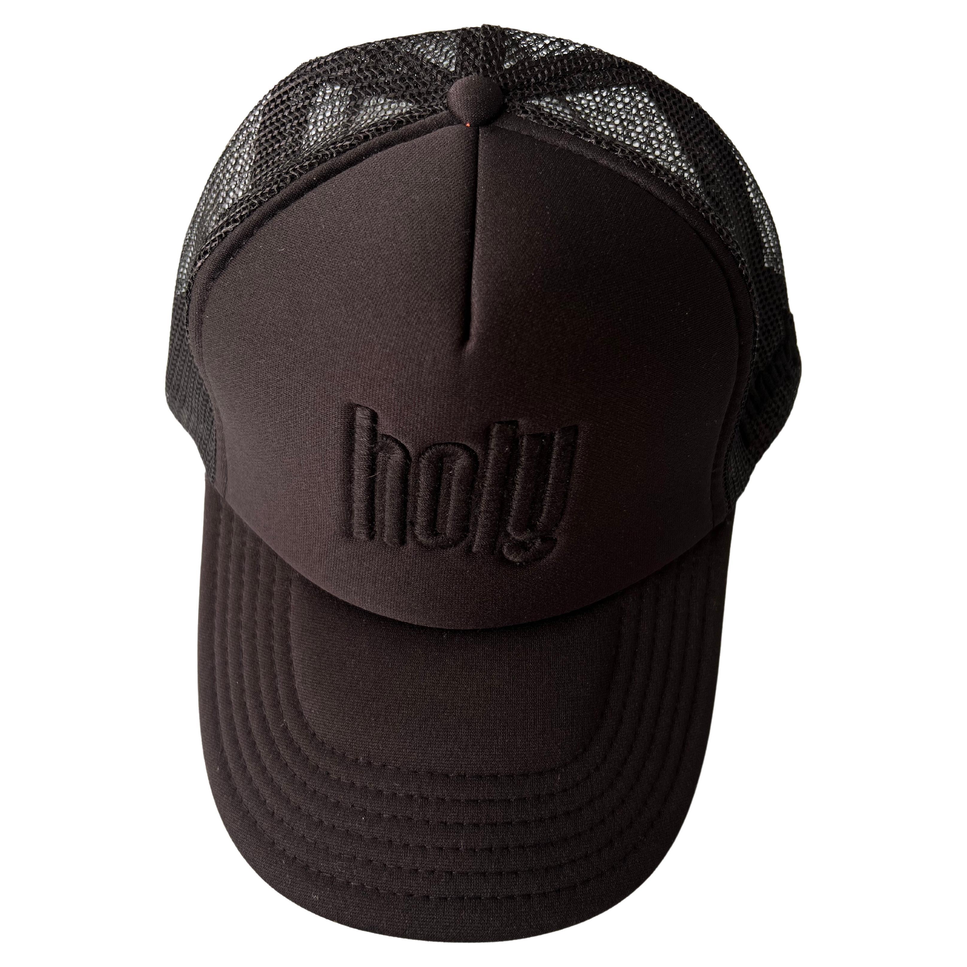 Trucker Hat Black on Black Holy Embroidery Unisex