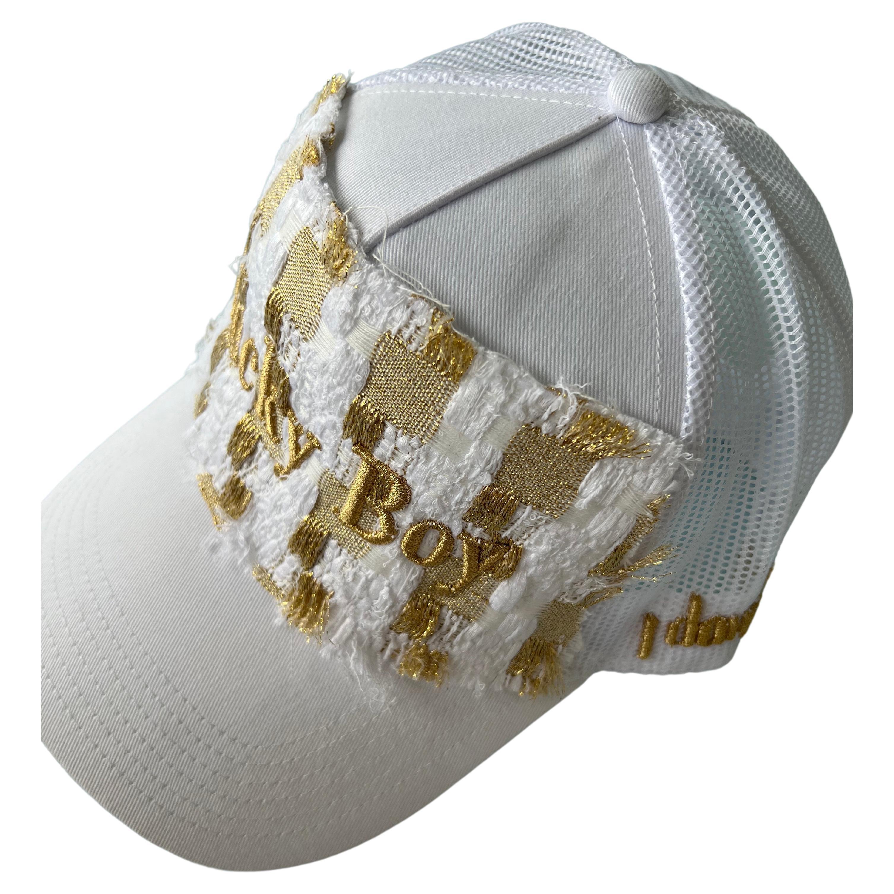 Brand: J Dauphin

Trucker Hat Cotton White French Tweed Gold 