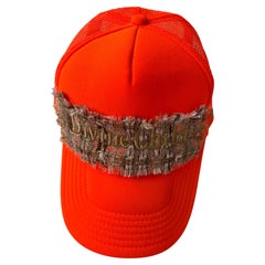 Trucker Hat Neon Orange Gold Tweed Gold Embroidery Divine Child J Dauphin