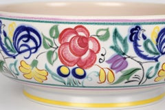 Truda Carter Poole Pottery Blue Rooster Pattern Hand Painted Bowl