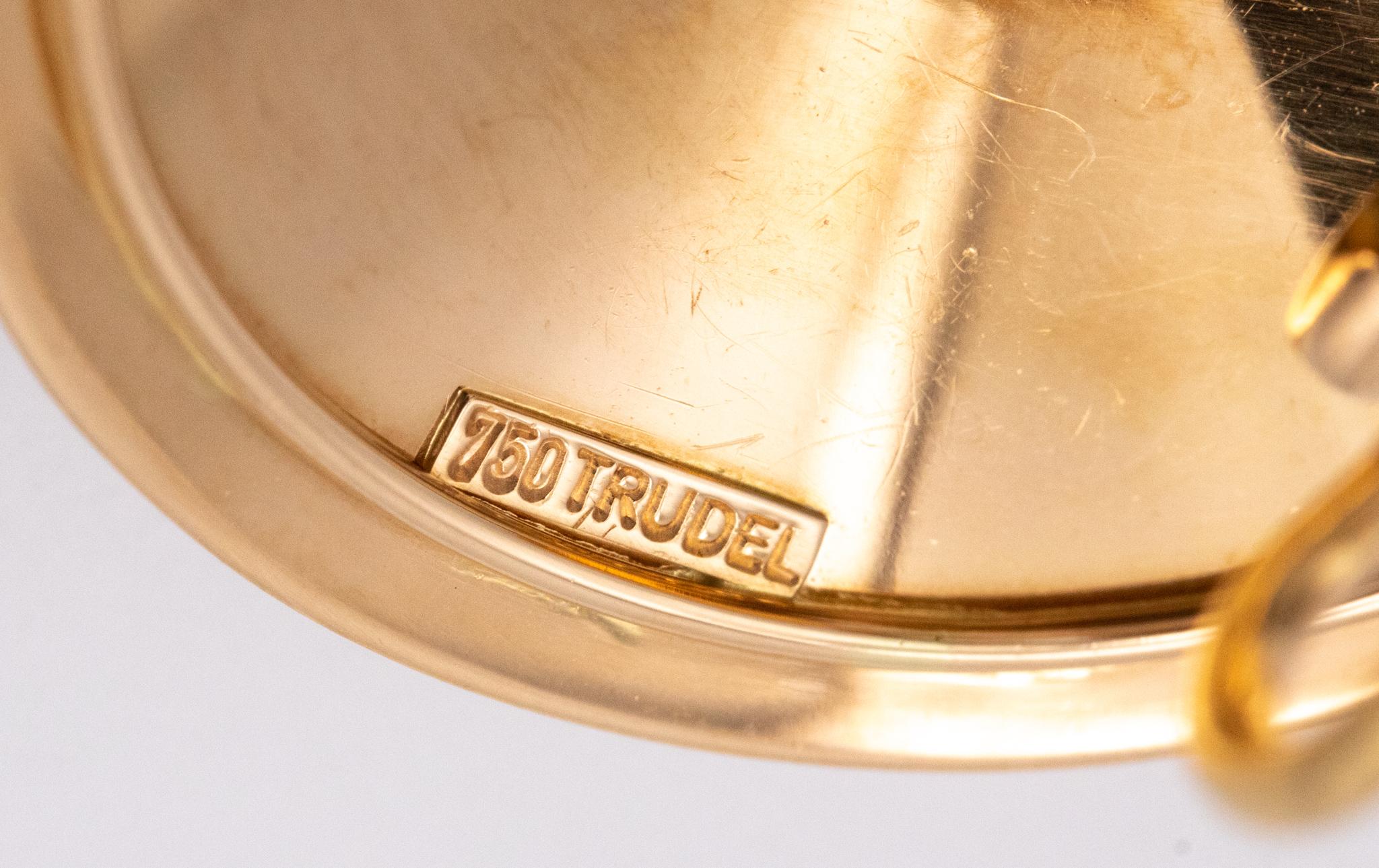 Trudel by Kurt Aepli 1970 Swiss Geometric Clips Earrings in Polished 18kt Gold For Sale 1