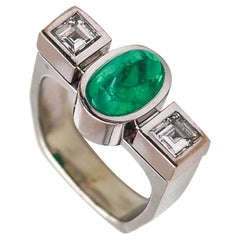 TRUDEL By Kurt Aepli Geometric Ring 18Kt Gold With 3.52 Ctw In Emerald & Diamond