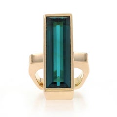Trudel Modernista Turmalina Indicolita Anillo de Cóctel Vintage Oro18k Rect13,28ct