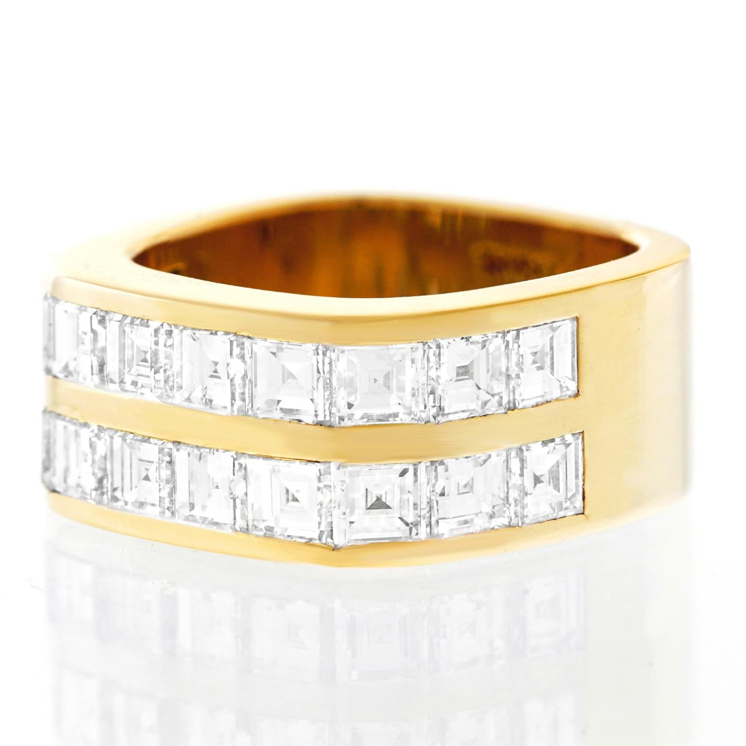 Trudel of Zurich Modernist Diamond Set Gold Ring (Modernistisch)