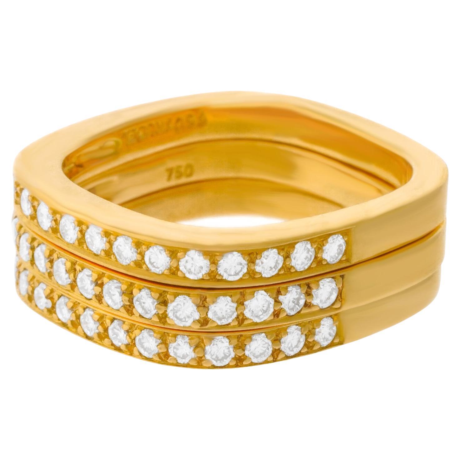 Trudel of Zurich Modernist Diamond Set Gold Ring at 1stDibs