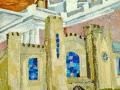 Large Americana Folk Art Pictorial Hooked Rug Wool Wall Hanging Tapestry