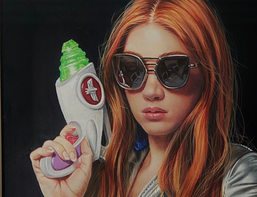 La ragazza con la pistola - Painting di Trudy Good