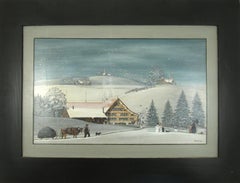 Trudy Graf ( 1938 ) Folk Art Appenzell Landscape Oil Painting 1983 Switzerland
