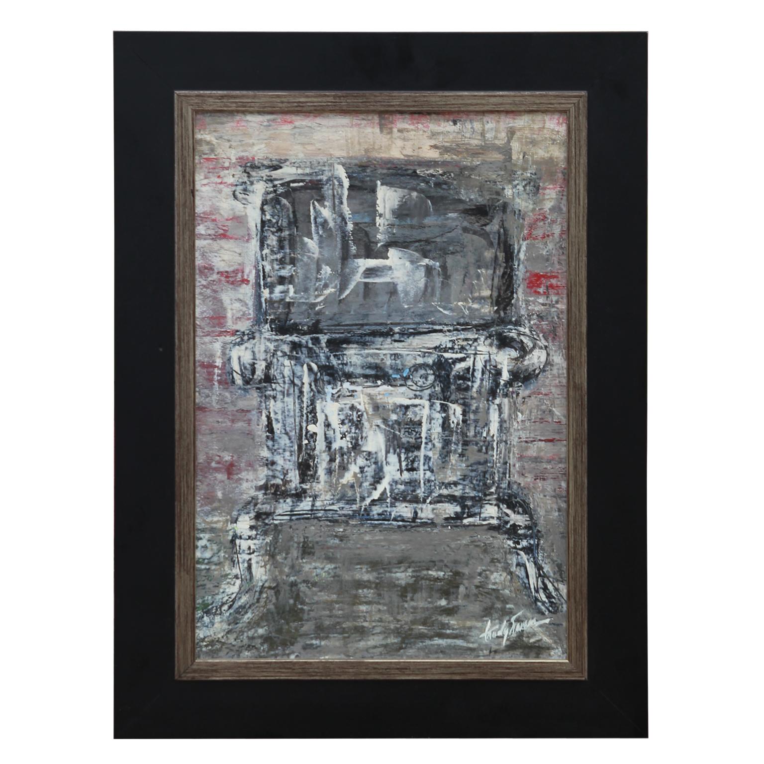 Trudy Sween Abstract Painting - Untitled Black and White Texas Abstract Expressionist Painting