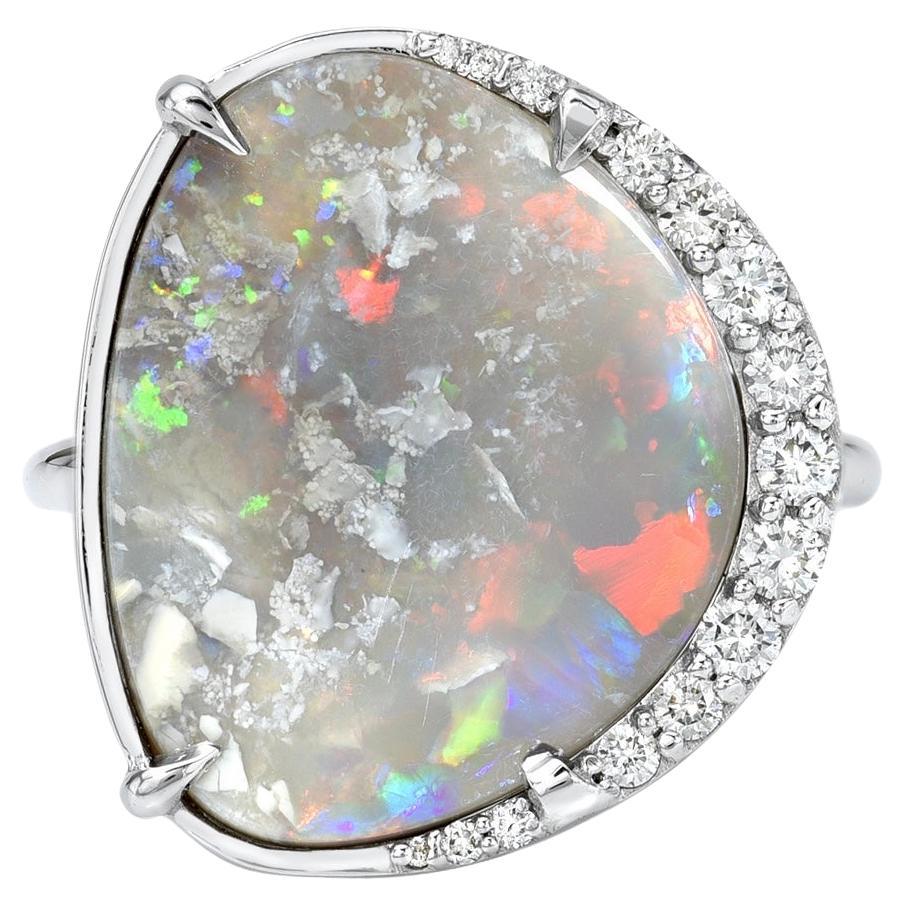 True Colors Australian Opal Ring with Diamonds in White Gold by NIXIN Jewelry For Sale