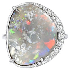 True Colors Australian Opal Ring with Diamonds in White Gold by NIXIN Jewelry
