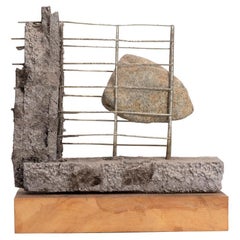 Robert Bielat Sculpture Cast Bi-Metal Stone Wood "TRUE EAST"