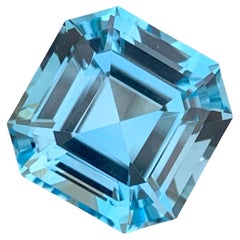 True Luxury Swiss Blue Topaz 12.80 carats Asscher Cut Natural Madagascar's Gem