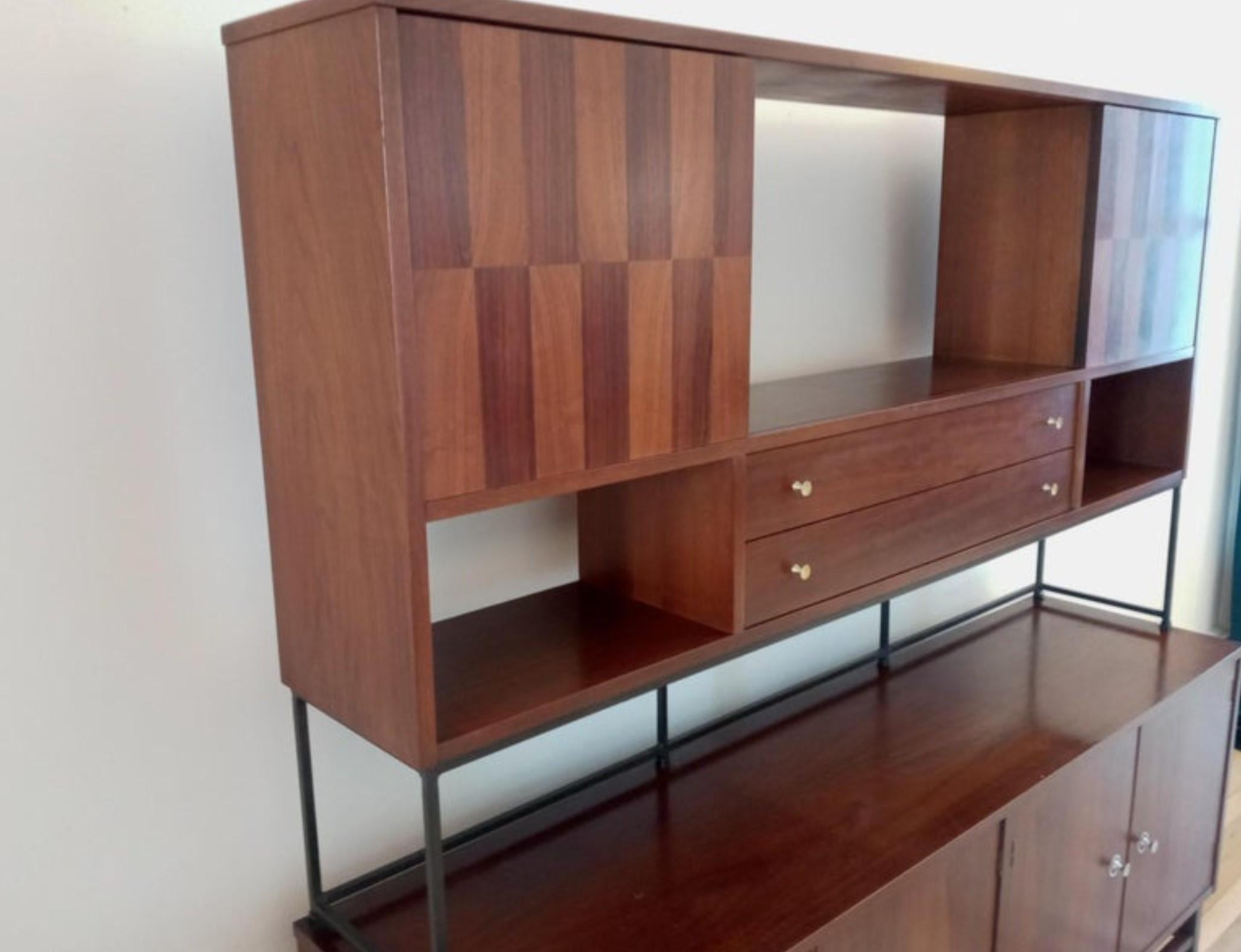 True Mid-Century Classic Inlaid Rosewood Walnut Credenza Cabinet by Stanley USA For Sale 3
