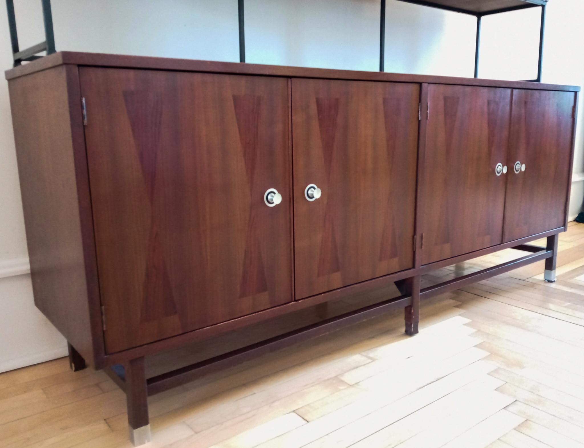 True Mid-Century Classic Inlaid Rosewood Walnut Credenza Cabinet by Stanley USA 3