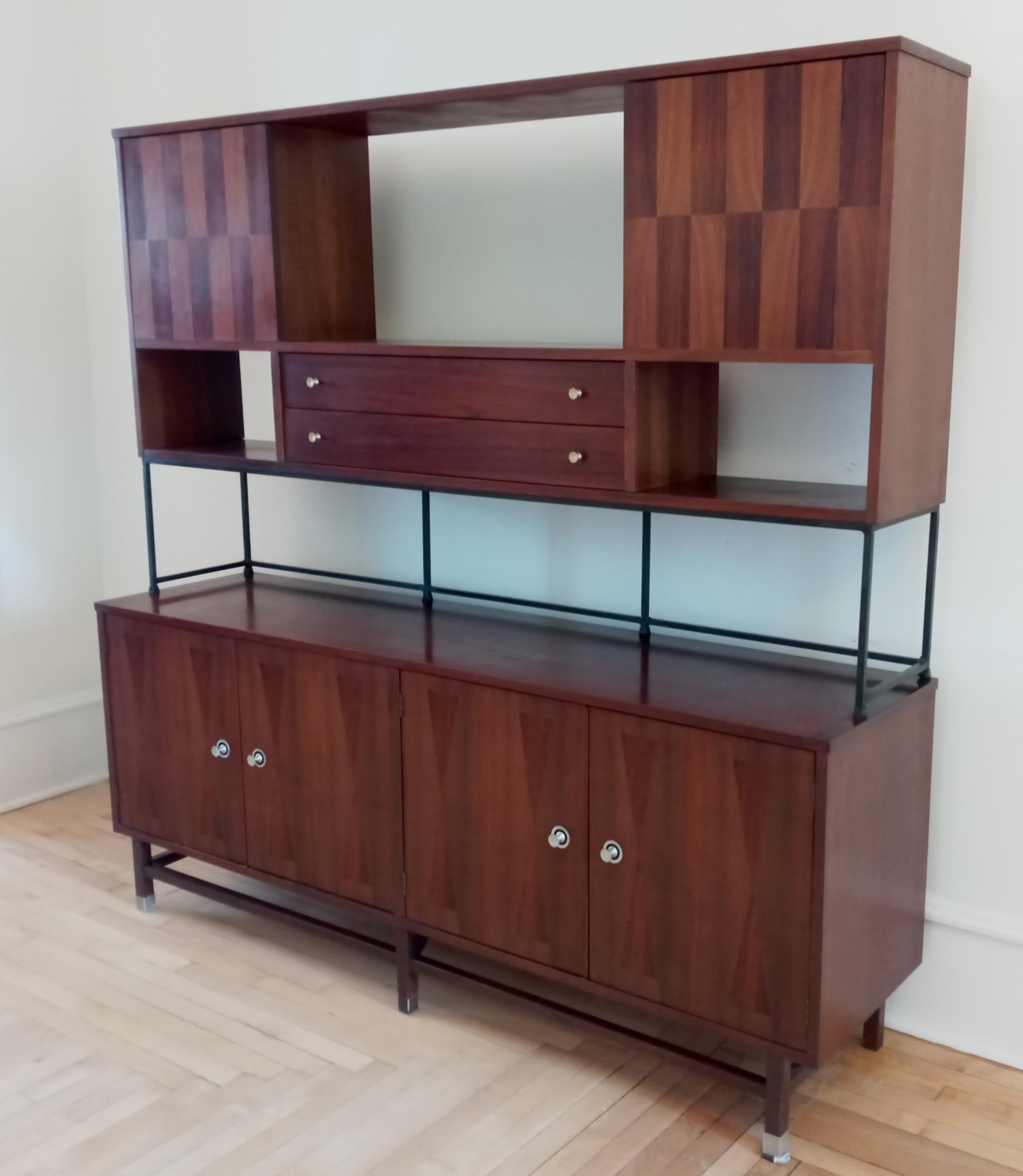 Mid-20th Century True Mid-Century Classic Inlaid Rosewood Walnut Credenza Cabinet by Stanley USA