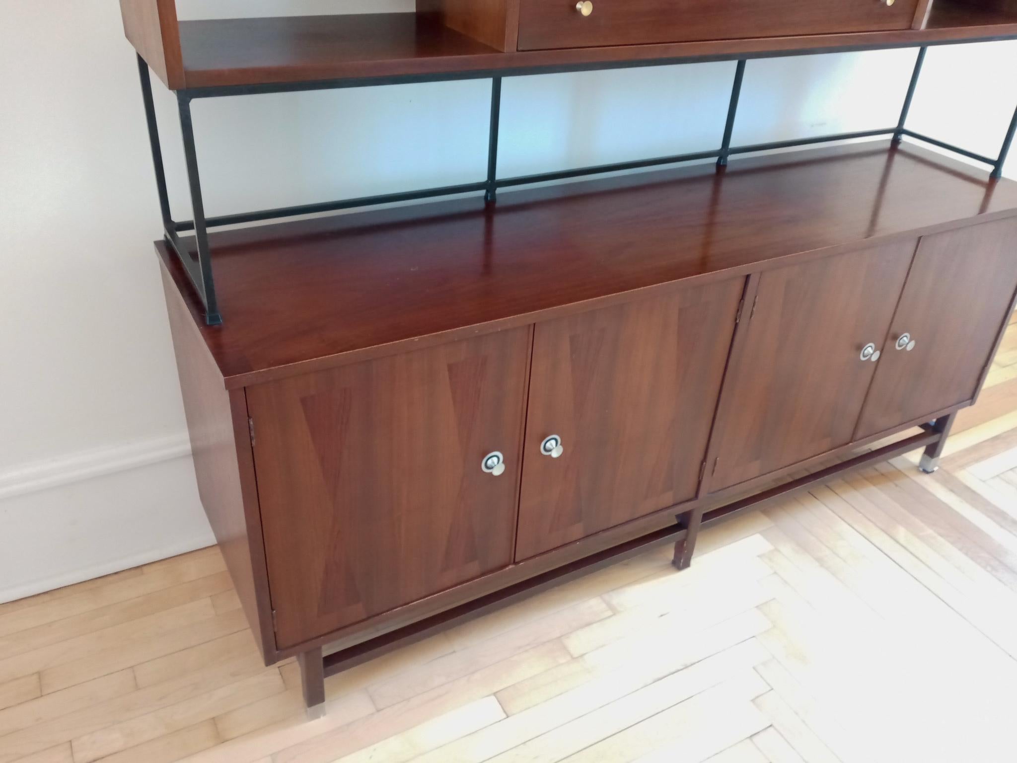 Aluminum True Mid-Century Classic Inlaid Rosewood Walnut Credenza Cabinet by Stanley USA