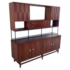 True Mid-Century Classic Inlaid Rosewood Walnut Credenza Cabinet by Stanley USA
