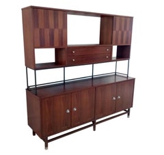 True Mid-Century Classic Inlaid Rosewood Walnut Credenza Cabinet by Stanley USA