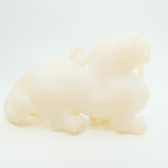 Certified True Mutton Fat River Jade Mythical Beast, Certified Nephrite Jade