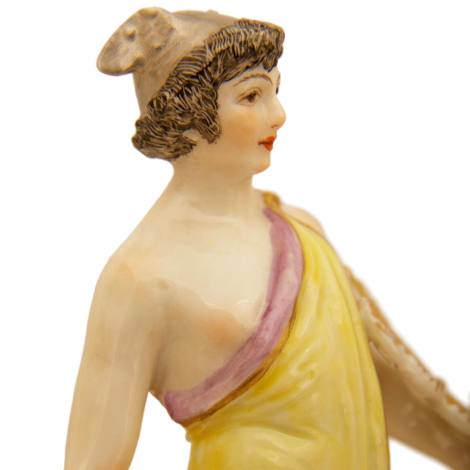 true pair of 19th century Louis XV st. Porcelain and Ormolu candlesticks For Sale 4