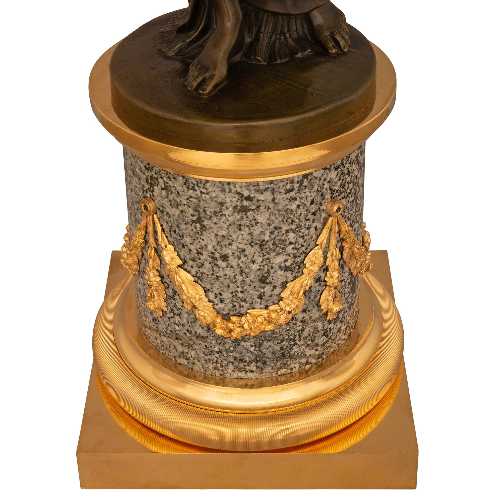 vera coppia di candelabri continentali del XIX secolo in granito, ormolu e bronzo in vendita 5
