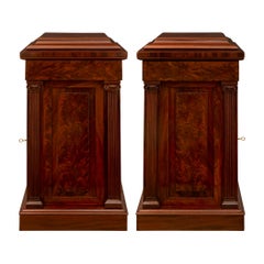 True Pair of English 19th Century Regency Period Flamed Mahogany Pedestals