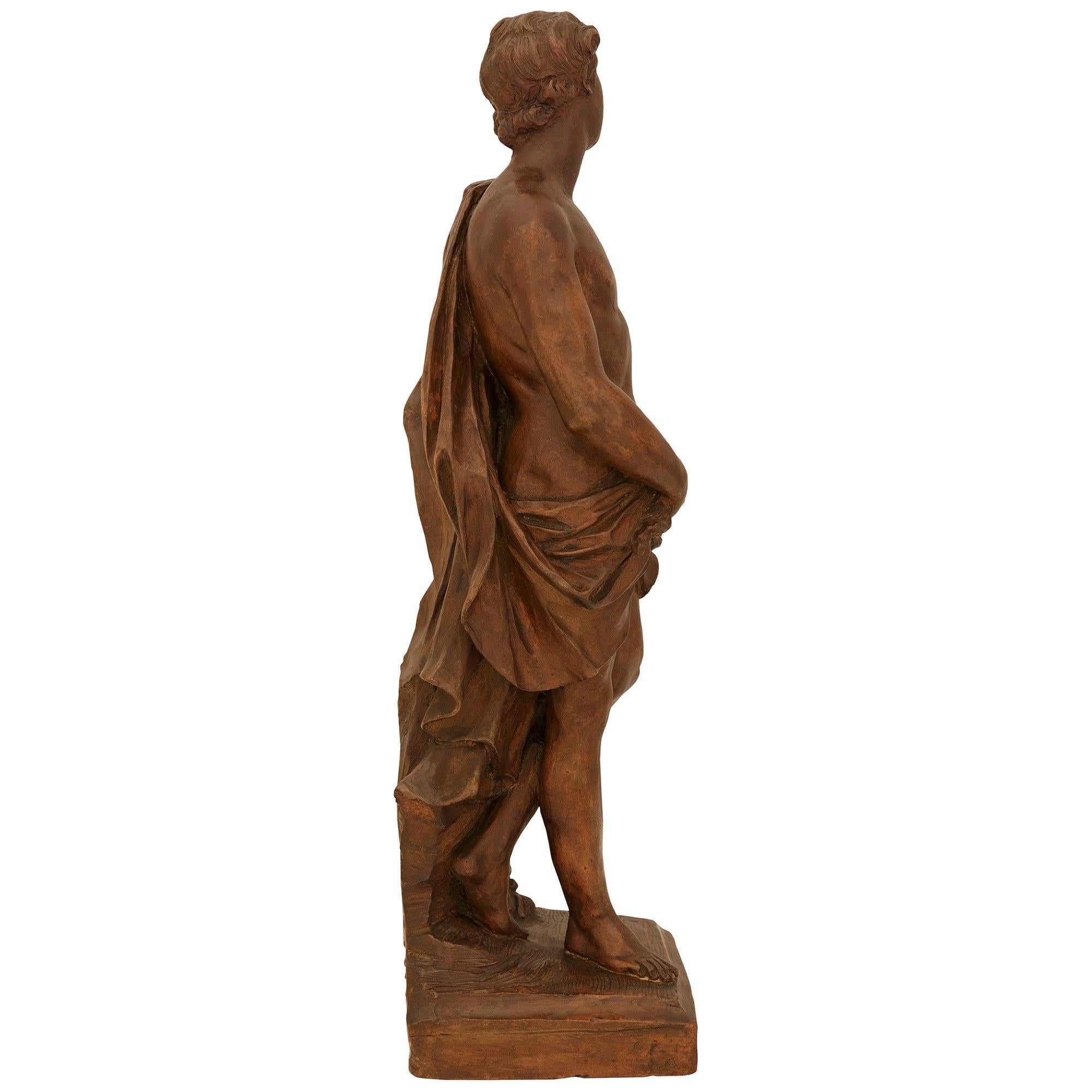 vera coppia di statue in terracotta fiamminghe della fine del XVII secolo raffiguranti Leda e Ganimede In condizioni buone in vendita a West Palm Beach, FL