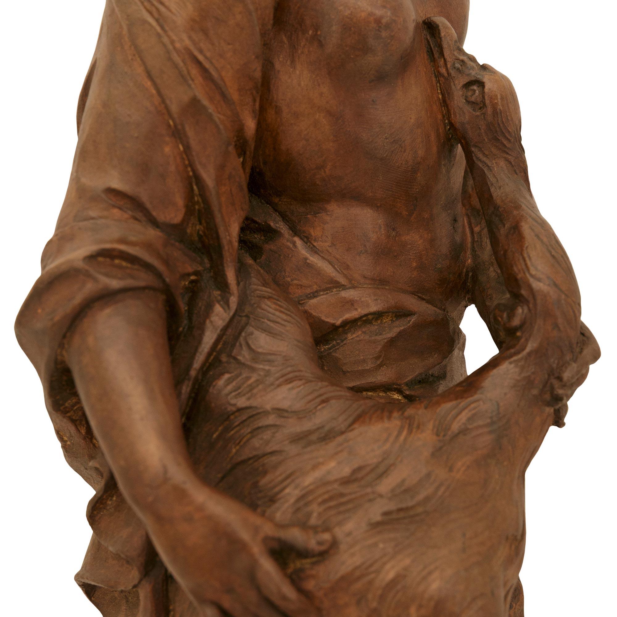 vera coppia di statue in terracotta fiamminghe della fine del XVII secolo raffiguranti Leda e Ganimede in vendita 1