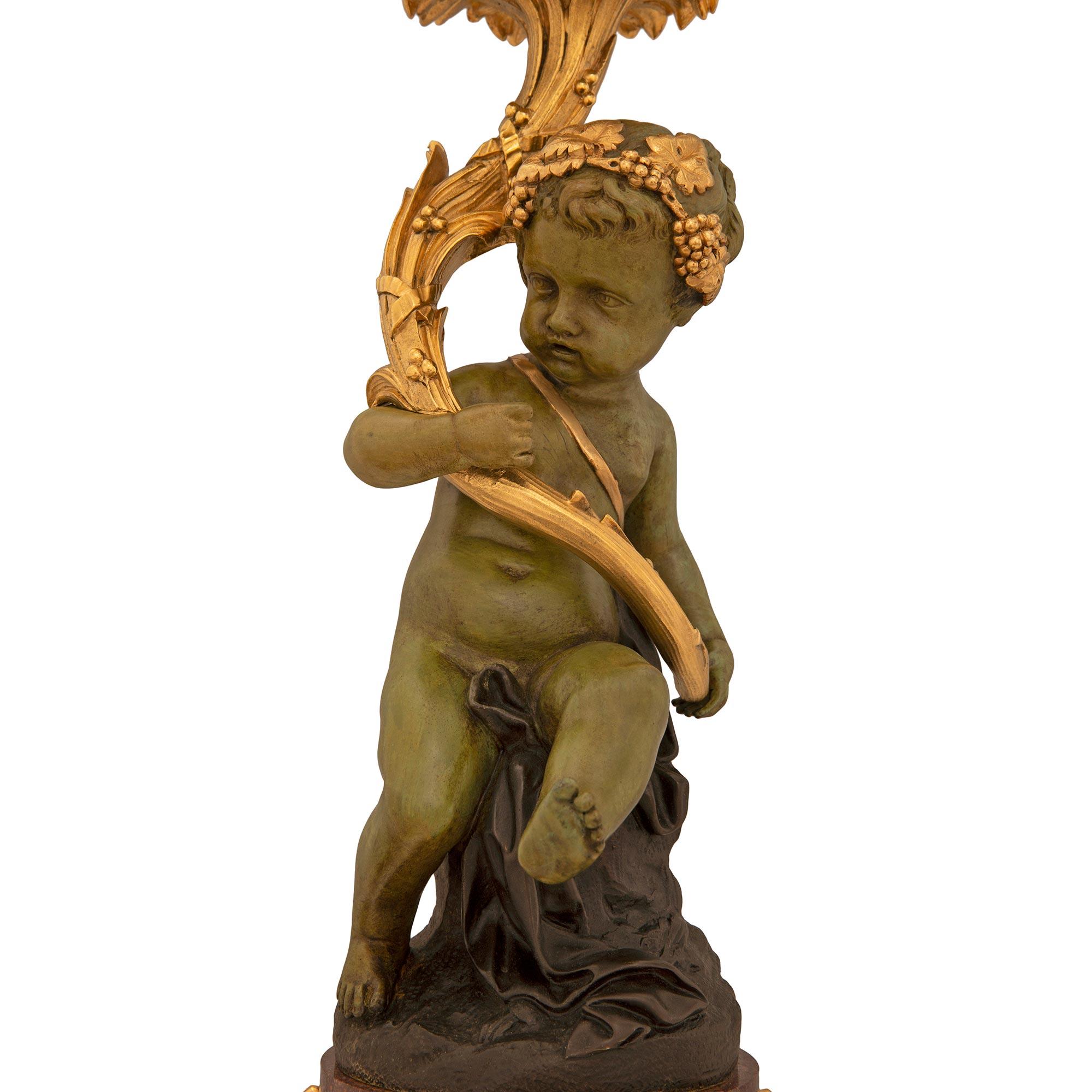 Trueing Paar französische Bronze- und Porphyrlampen aus der Belle Époque des 19. (19. Jahrhundert) im Angebot