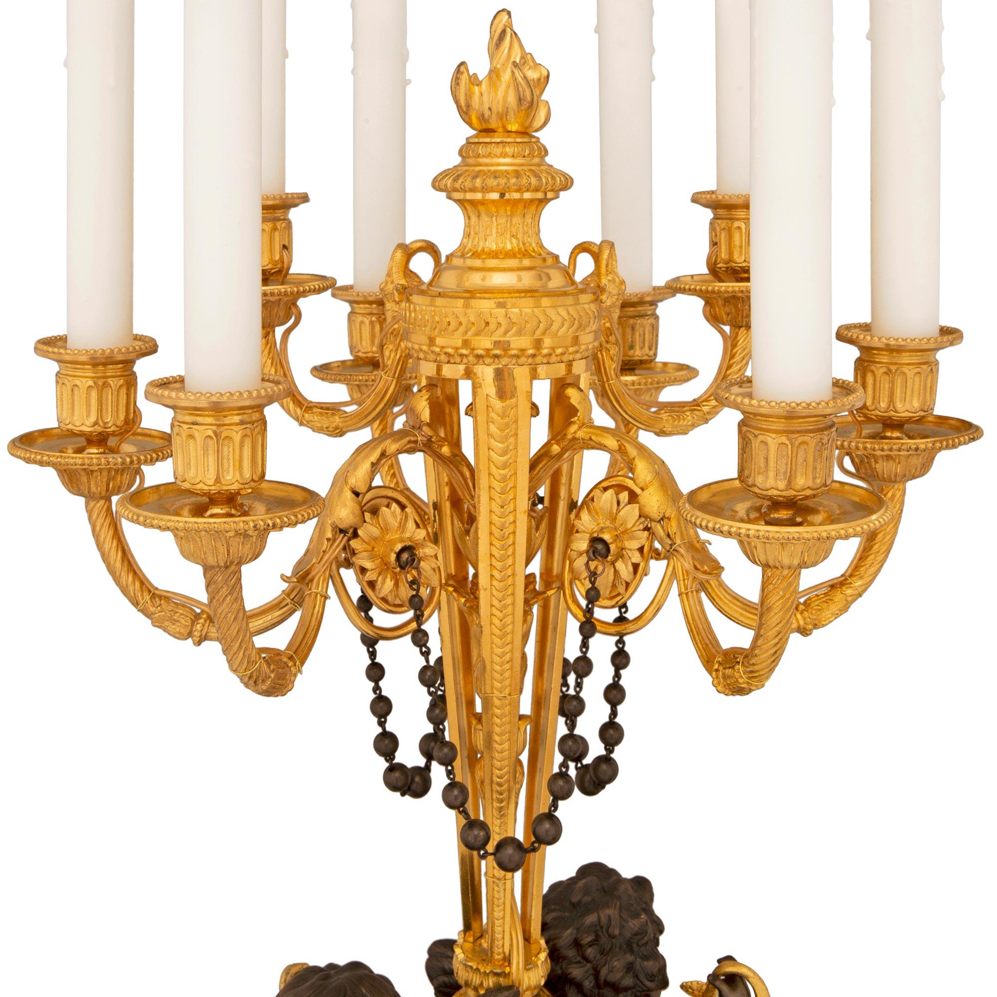 Bronze True Pair of French 19th Century Belle Époque Period Ormolu Candelabra Lamps For Sale