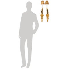 True Pair of French 19th century Empire st. patinated Bronze and Ormolu sconces