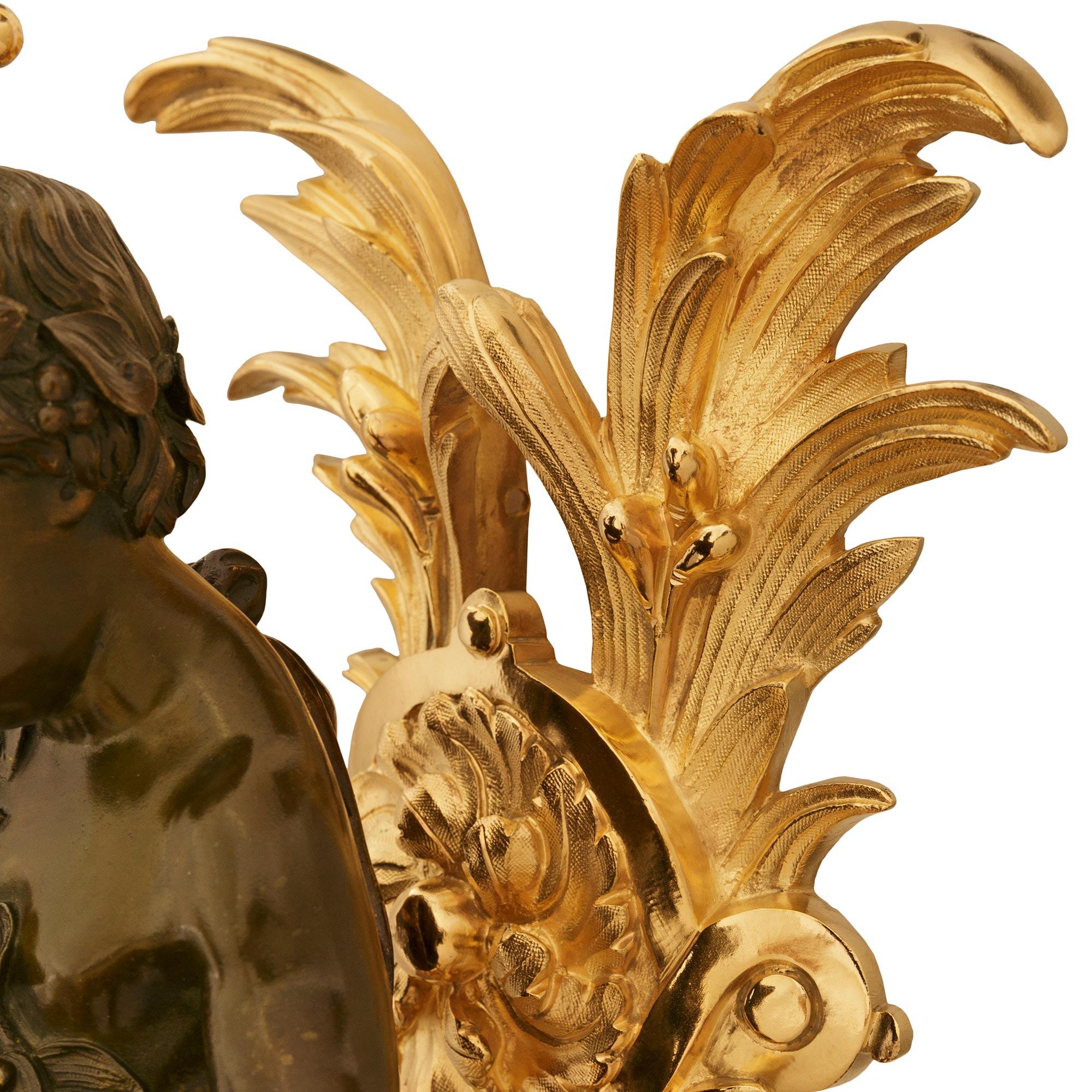 true pair of French 19th century Louis XVI Bronze and Ormolu Cherub wall decor For Sale 3