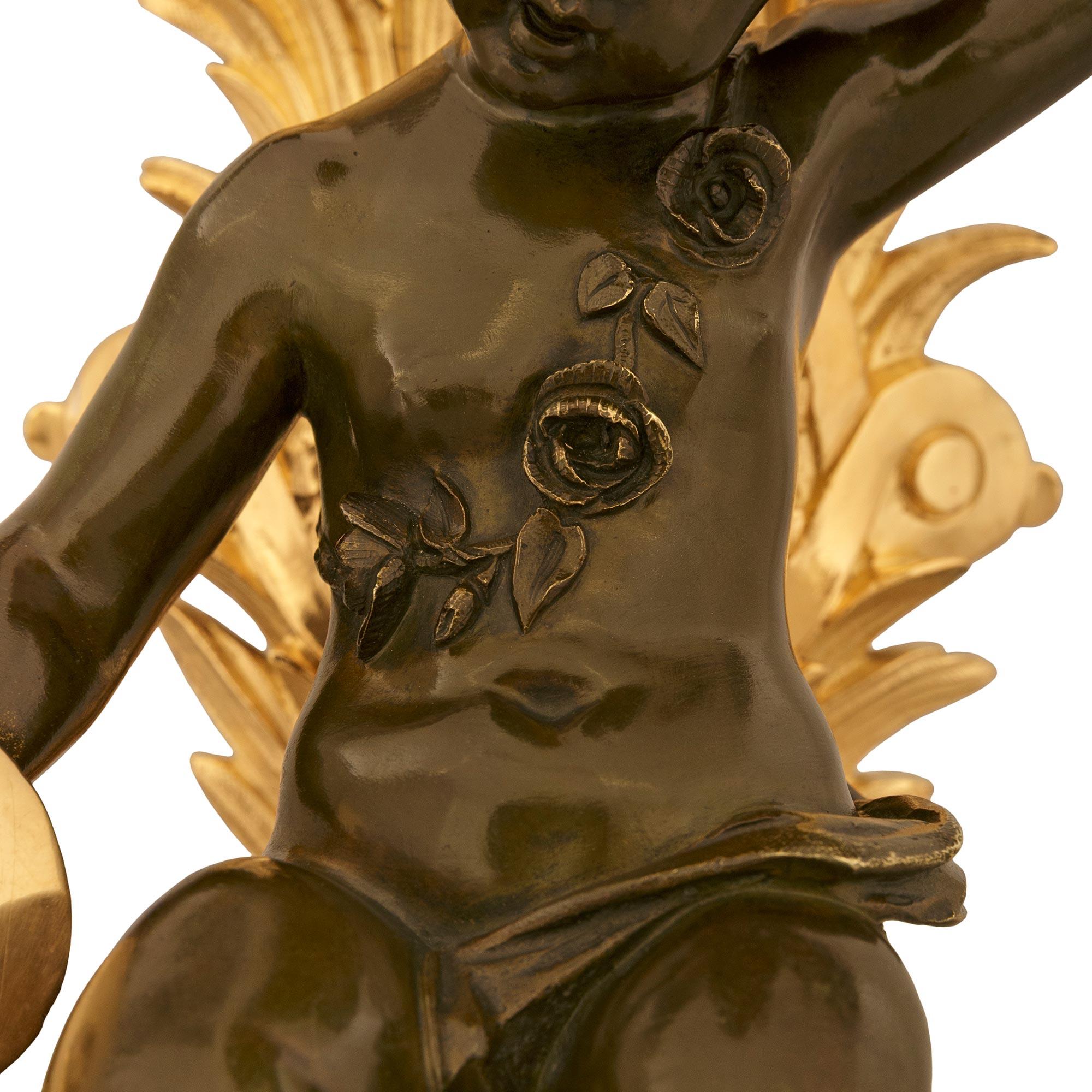 true pair of French 19th century Louis XVI Bronze and Ormolu Cherub wall decor For Sale 5