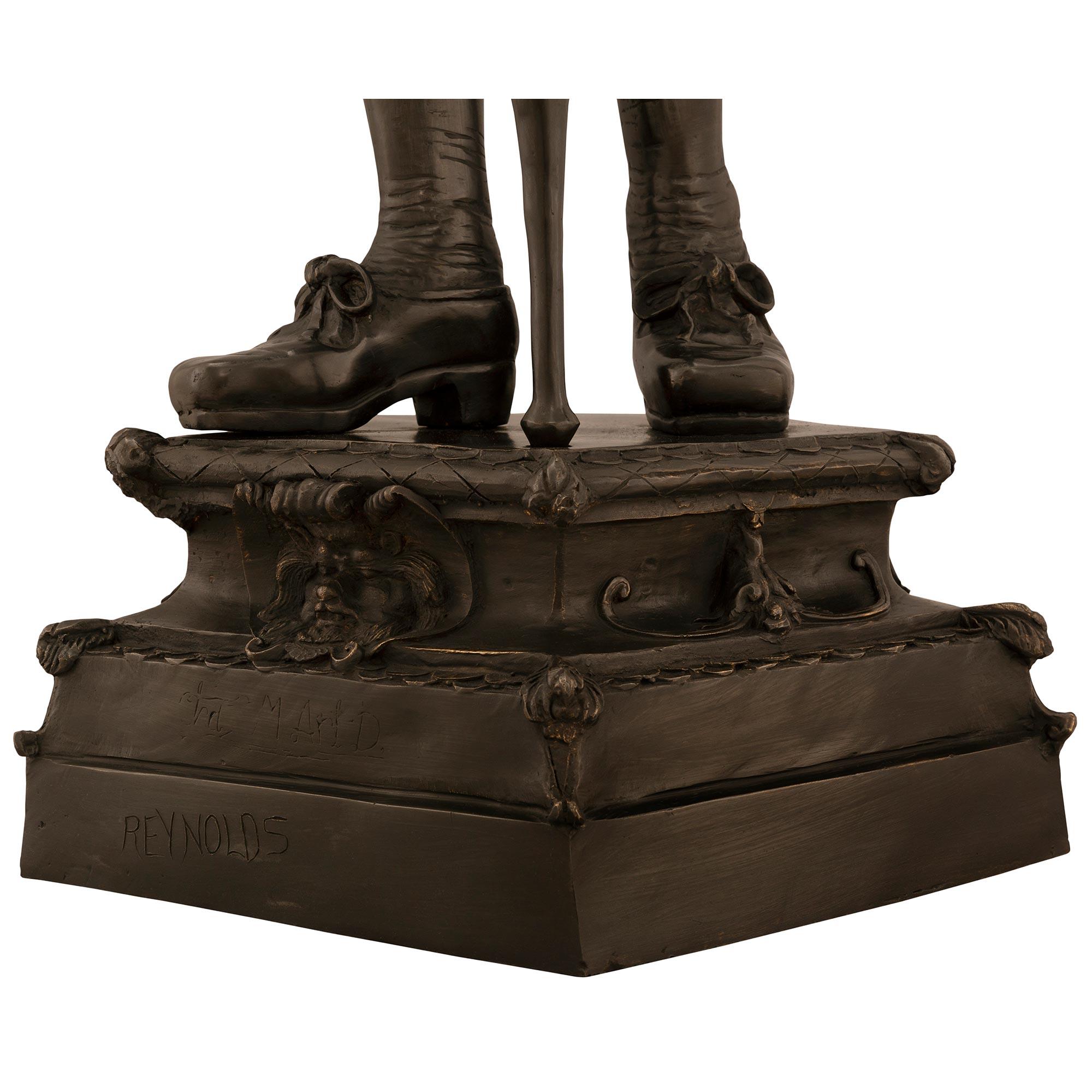 es Paar französische Louis-XVI-Bronzestatuen von Soldaten aus dem 19. Jahrhundert im Angebot 5