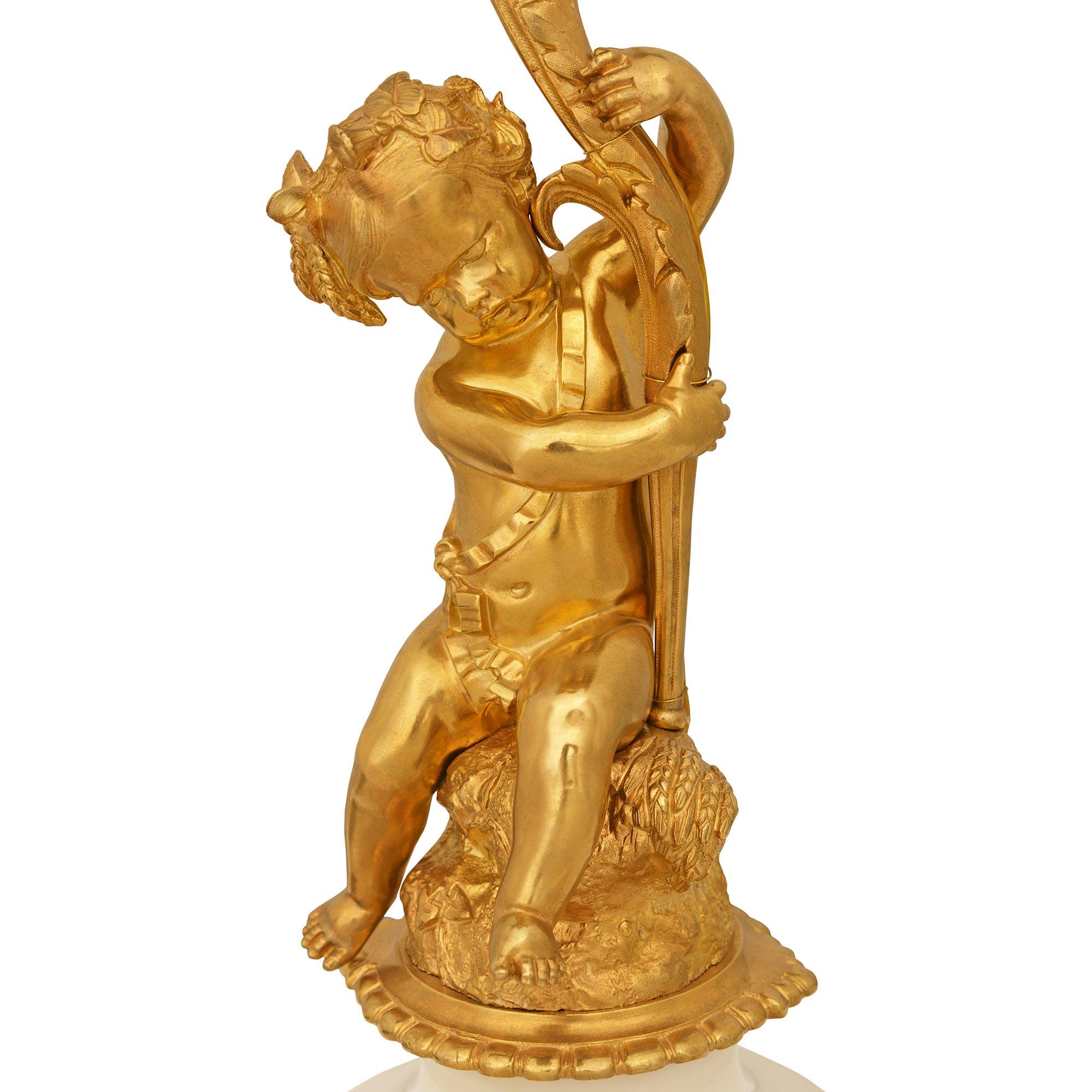 Coppia di lampade francesi del XIX secolo in stile Luigi XVI con ormolatura e marmo in vendita 2
