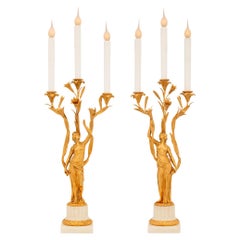 Trueing paire de lampes en bronze doré et marbre de style Louis XVI du 19e siècle