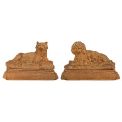 True Pair Of French 19th Century Louis XVI St. Terra Cotta Keepsake Boxes