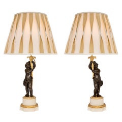 True Pair of French 19th Century Louis XVI Style Bronze and Ormolu Lamps