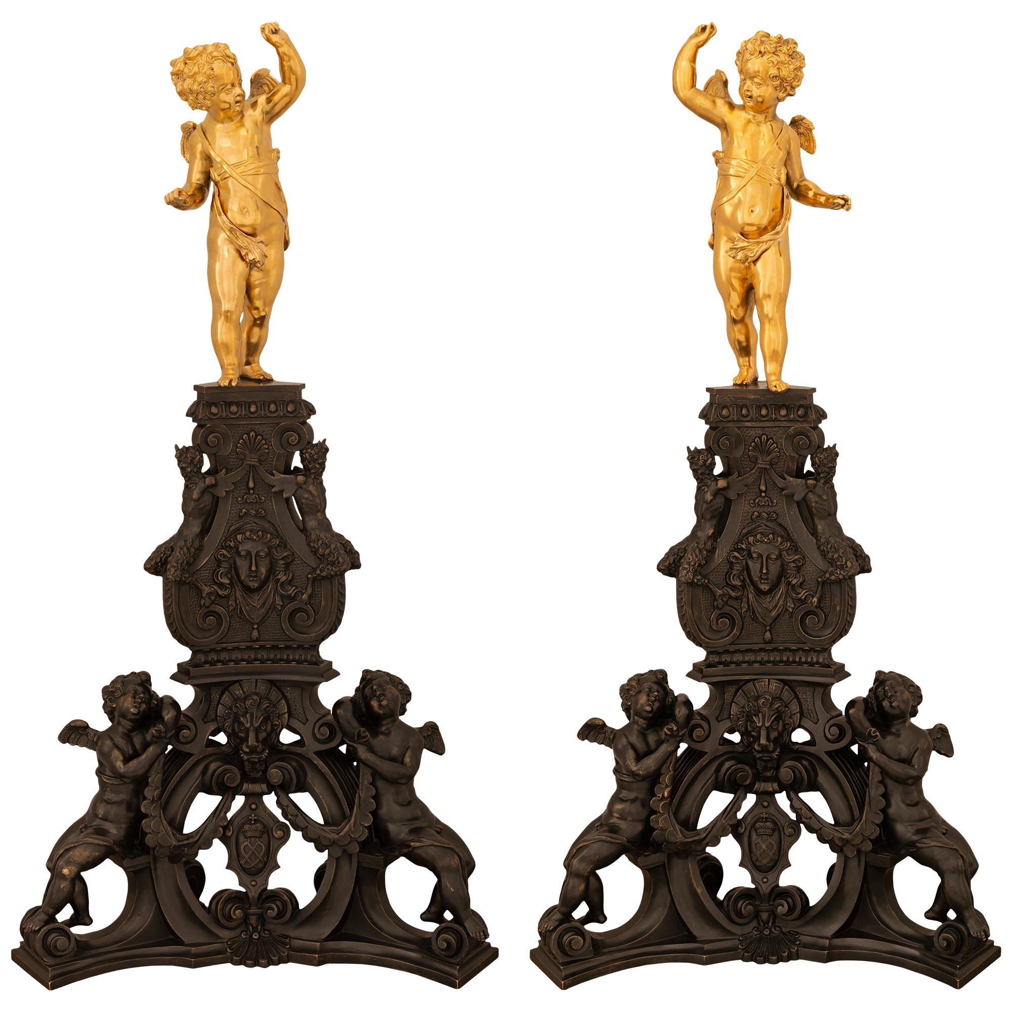Coppia di Androni francesi del XIX secolo, periodo Napoleone III, in bronzo e ormolano in vendita 6