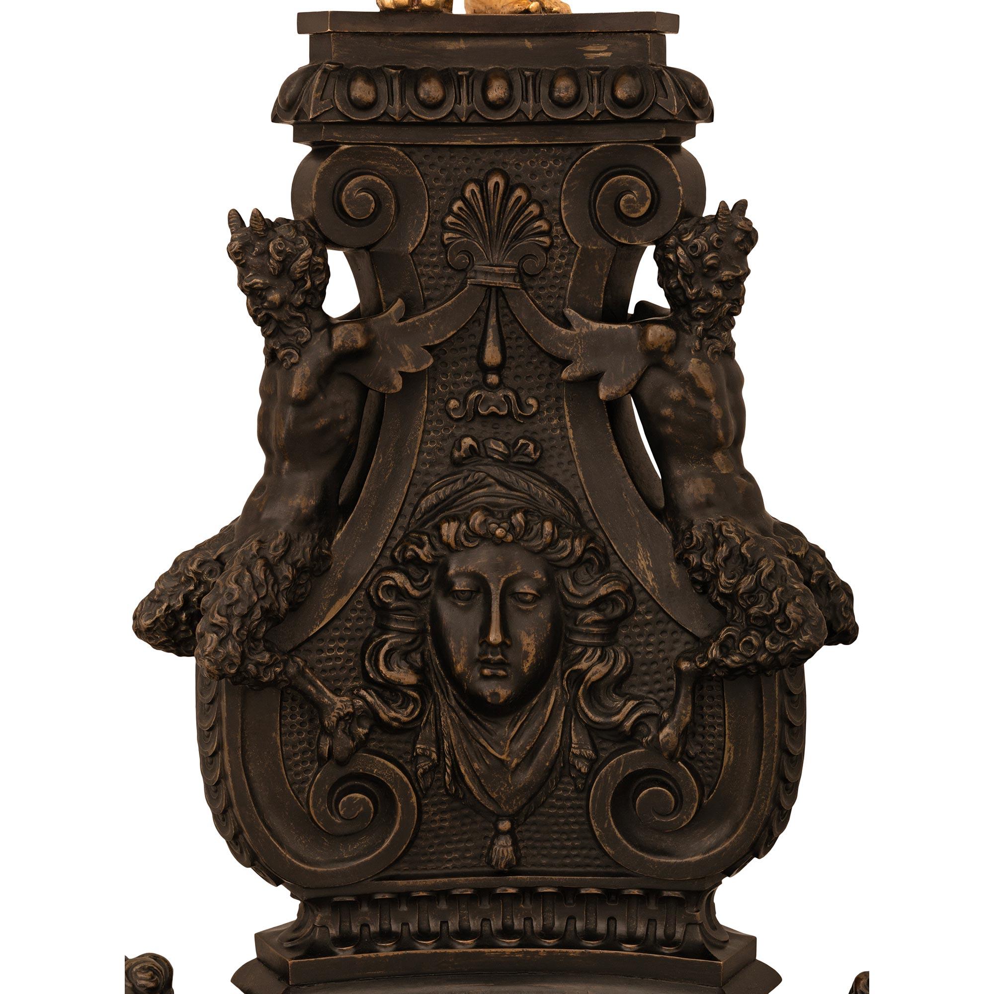 True Pair Of French 19th Century Napoleon III Period Ormolu & Bronze Andirons For Sale 2