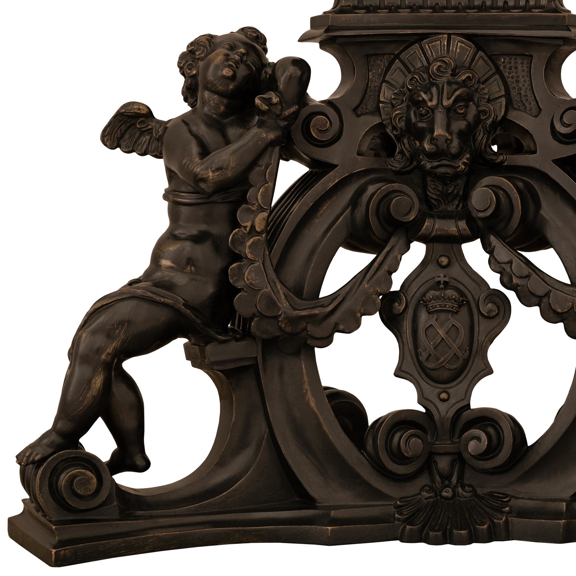 True Pair Of French 19th Century Napoleon III Period Ormolu & Bronze Andirons For Sale 4