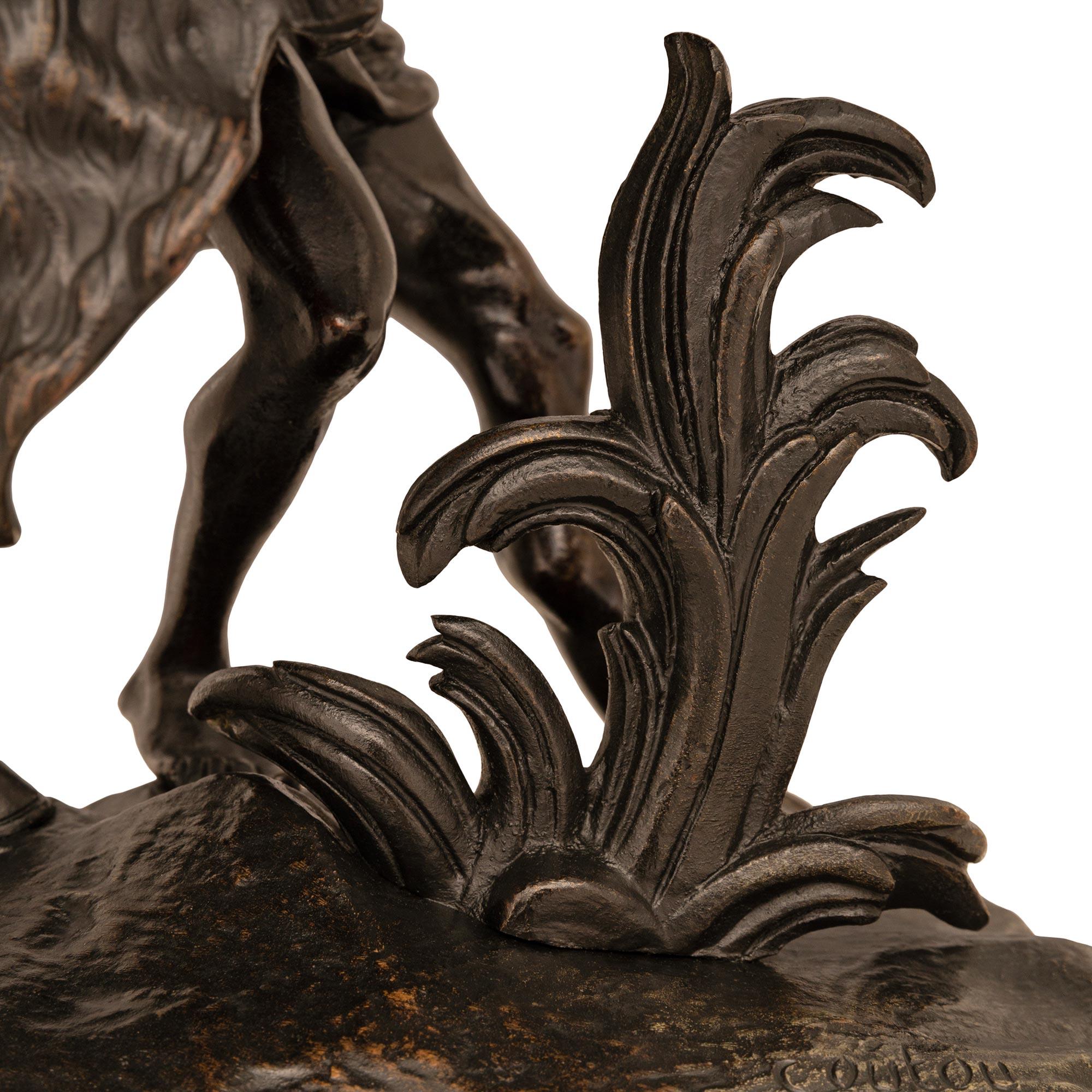 Bronze Paire de véritables statues de chevaux en bronze patiné du 19ème siècle en vente