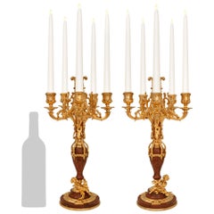 true pair of French 19th century Rouge Griotte marble and Ormolu candelabras