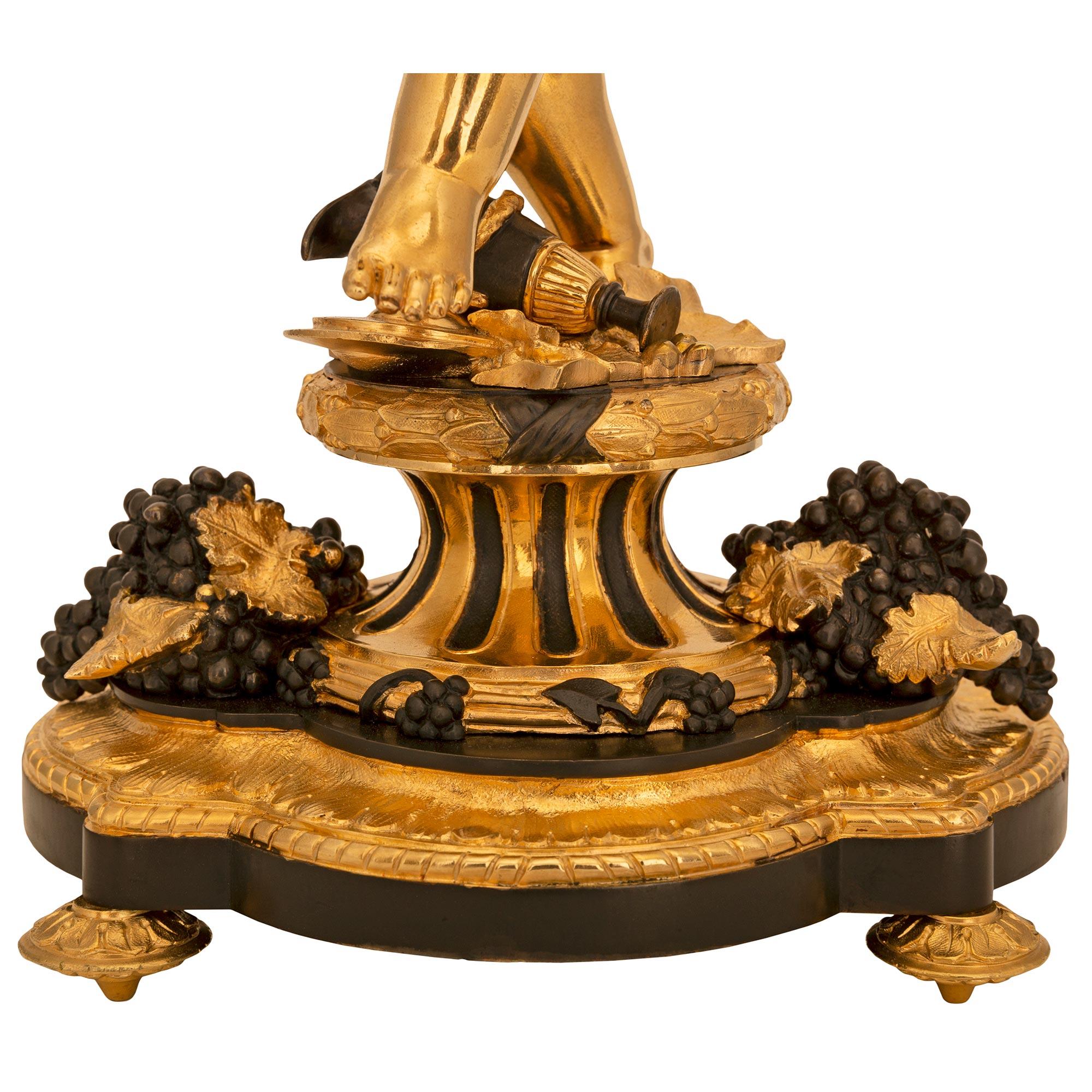 True Pair of French 19th Centurybelle Époque Period Ormolu & Bronze Lamps For Sale 4