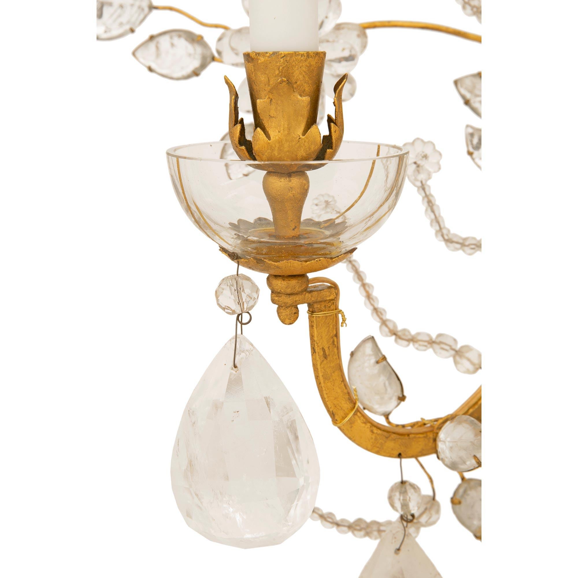 Metal True Pair Of French 20th c. Louis XVI St. Crystal & Rock Crystal Sconces For Sale