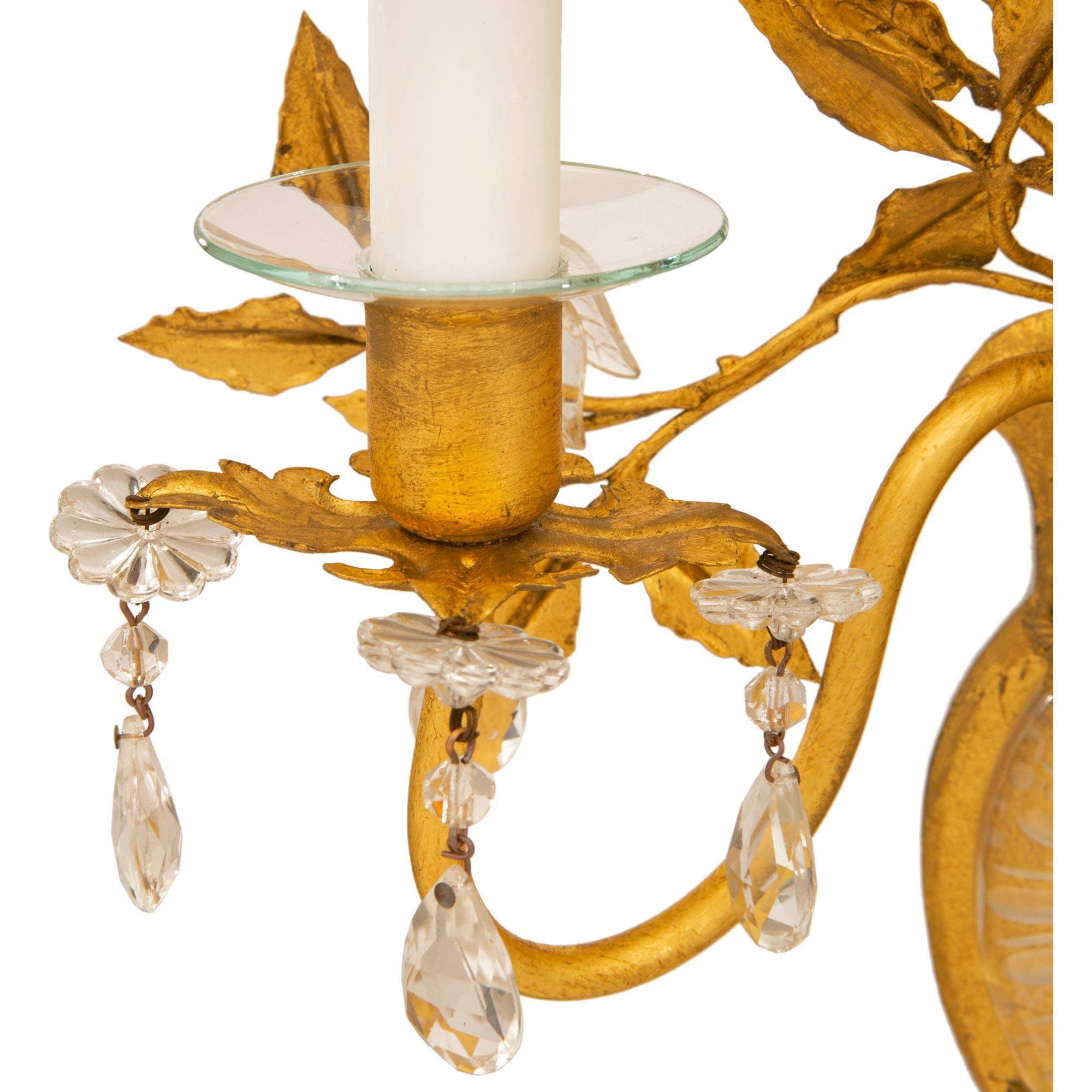 True Pair of French 20th Century Sconces Attributed to Maison Bagues In Good Condition For Sale In West Palm Beach, FL