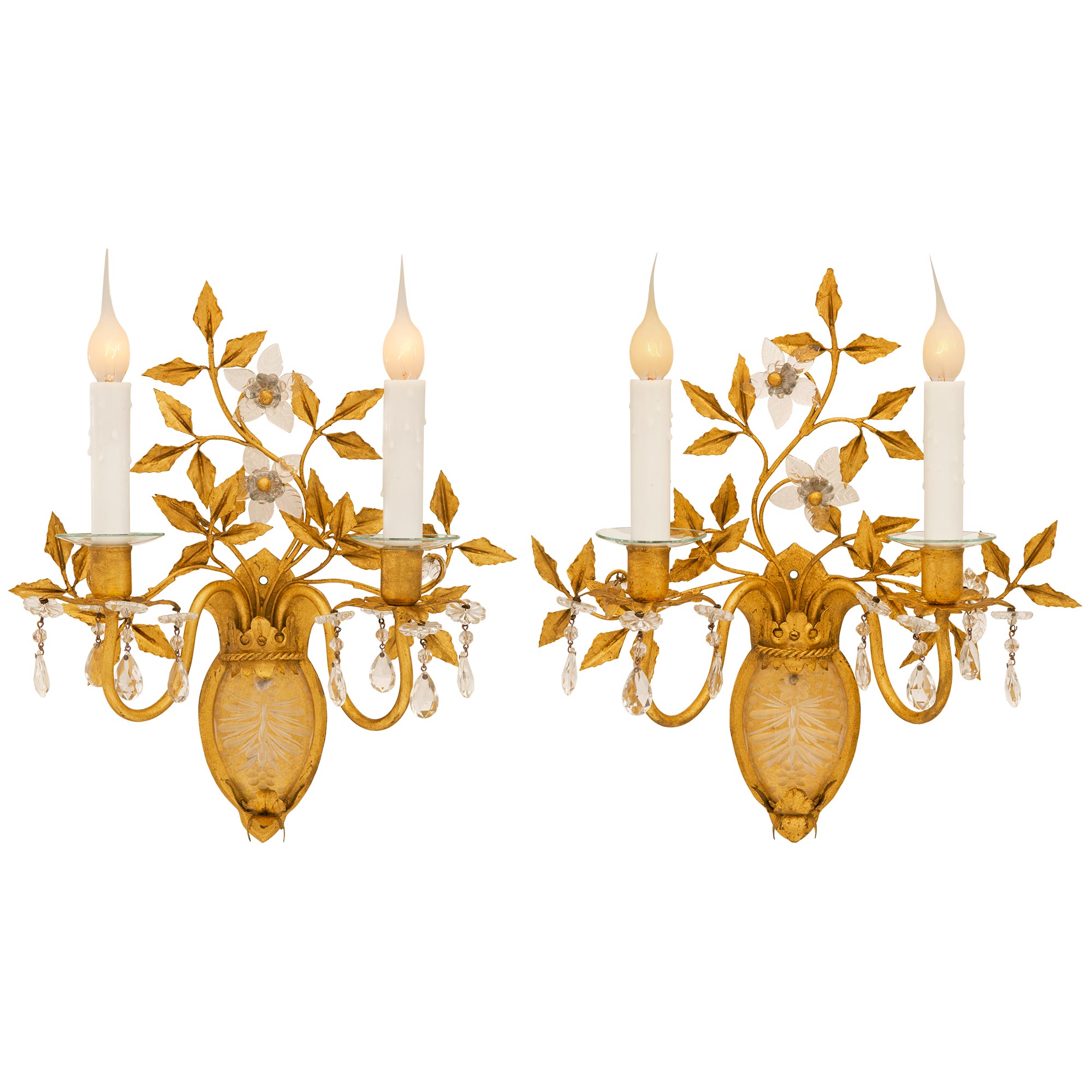 True Pair of French 20th Century Sconces Attributed to Maison Bagues For Sale